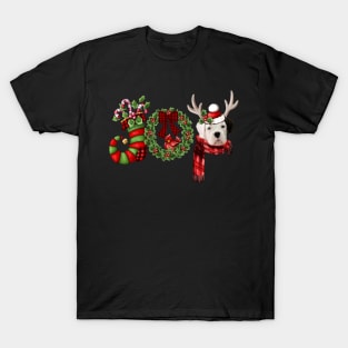 Christmas Joy Dwarf Stocking Reindeer White Boxer T-Shirt